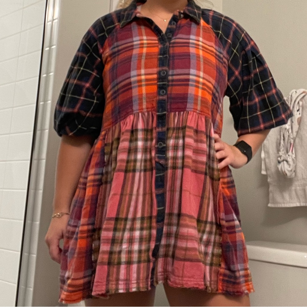 Free People plaid tunic dress